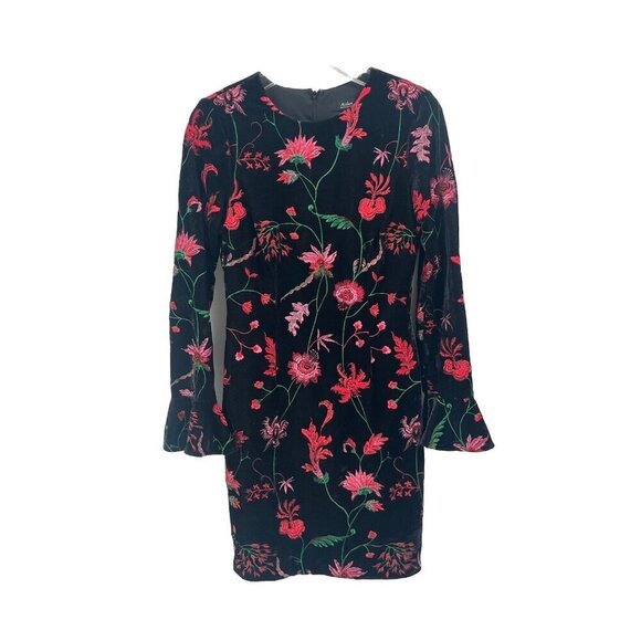 Aidan Mattox Dresses & Skirts - Aidan Mattox Black Velvet Floral Embroidered Dress Sz 6 Romantic Witchy Goth